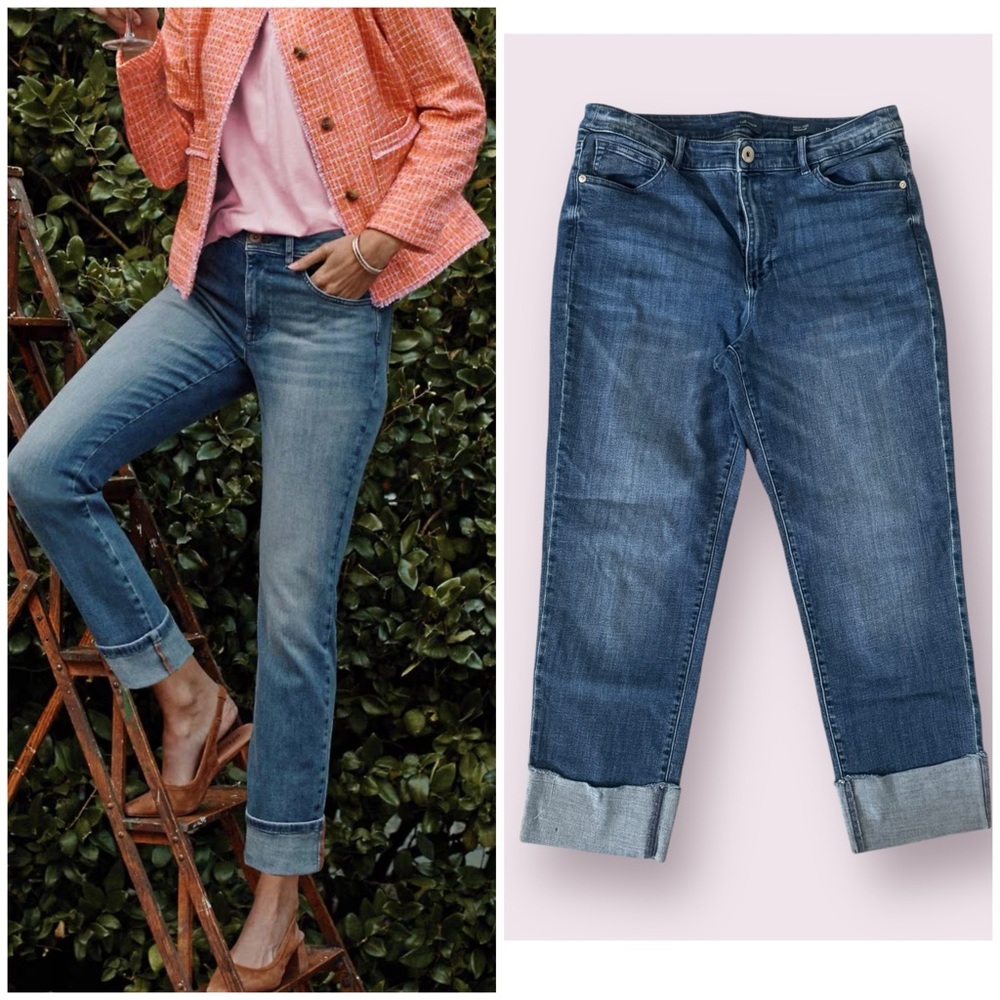 J. Jill high rise straight leg cuffed jeans size 12